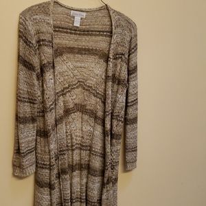 Brown long sleeve long length cover up sweater